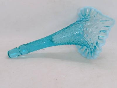 Fenton Teal Opalescent Diamond Lace Epergne - 12