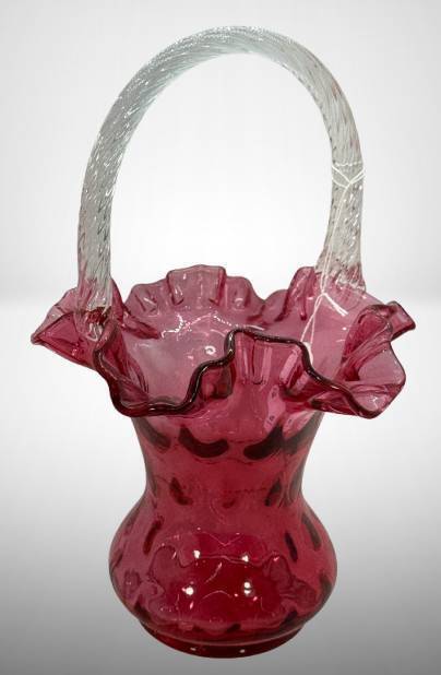 Fenton 10.5" Cranberry Glass Basket