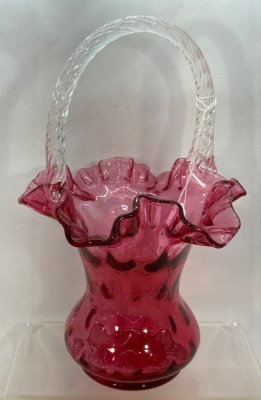 Fenton 10.5" Cranberry Glass Basket - 2