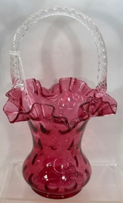 Fenton 10.5" Cranberry Glass Basket - 4