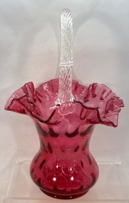 Fenton 10.5" Cranberry Glass Basket - 5