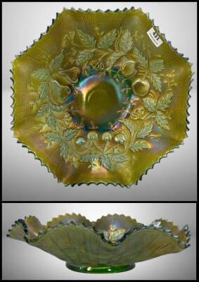 Northwood Carnival Glass Fruits and Flowers 10"d Bowl