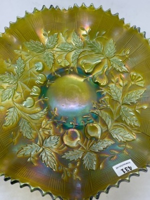 Northwood Carnival Glass Fruits and Flowers 10"d Bowl - 4
