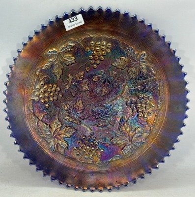 (2) Northwood Carnival Glass Grape and Cable Plates - 3
