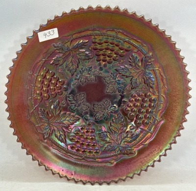 (2) Northwood Carnival Glass Grape and Cable Plates - 5