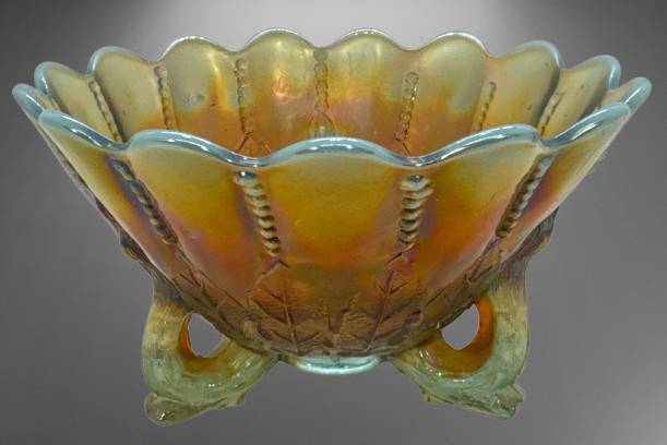 Northwood Carnival Glass Nut Bowl, Aqua Opalescent