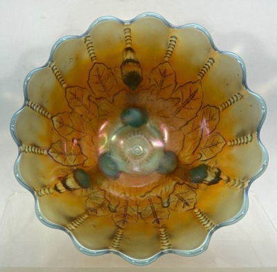 Northwood Carnival Glass Nut Bowl, Aqua Opalescent - 3