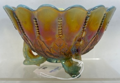 Northwood Carnival Glass Nut Bowl, Aqua Opalescent - 5