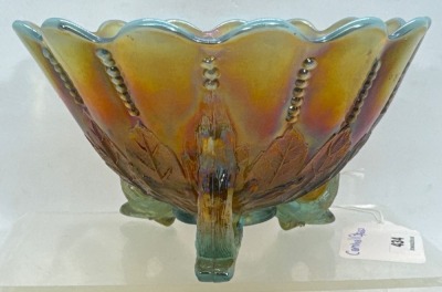 Northwood Carnival Glass Nut Bowl, Aqua Opalescent - 6