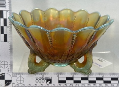 Northwood Carnival Glass Nut Bowl, Aqua Opalescent - 7