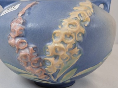 Roseville Blue Foxglove 418-4" Bowl, Blue - 6