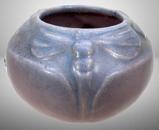 Van Briggle Lavender Dragonfly Bowl vase, ca. 1915