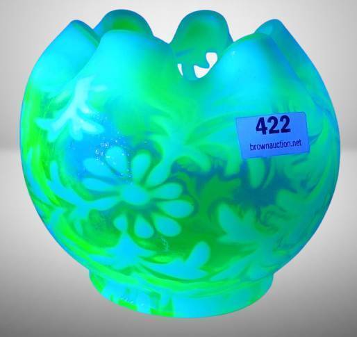 Fenton Vaseline Glass Daisy & Fern Rose Bowl