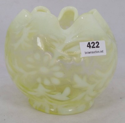 Fenton Vaseline Glass Daisy & Fern Rose Bowl - 2