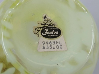 Fenton Vaseline Glass Daisy & Fern Rose Bowl - 6