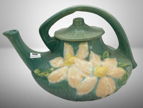 Roseville Clematis No. 5 Green Teapot