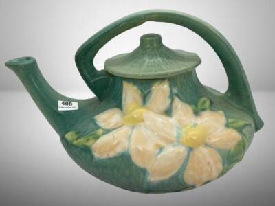 Roseville Clematis No. 5 Green Teapot