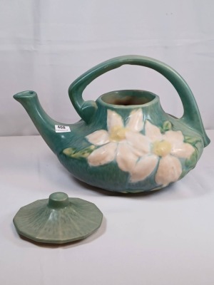 Roseville Clematis No. 5 Green Teapot - 6