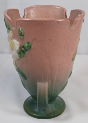 Roseville White Rose 980-6" Vase, Pink/green - 5