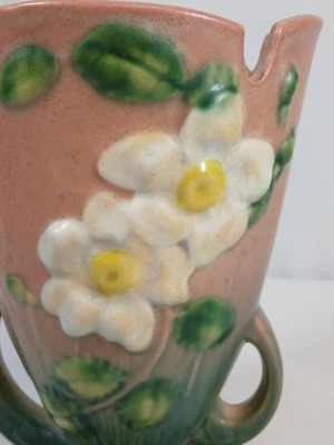 Roseville White Rose 980-6" Vase, Pink/green - 6