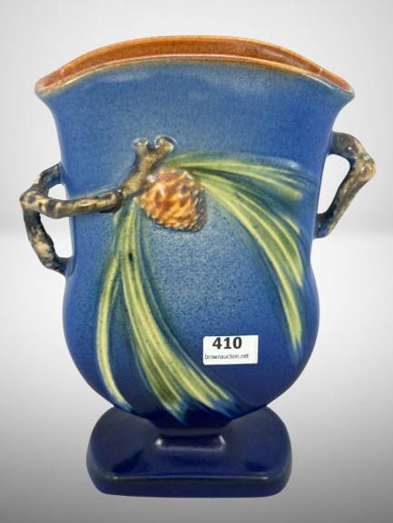 Roseville Pine Cone 121-7" Vase, Blue
