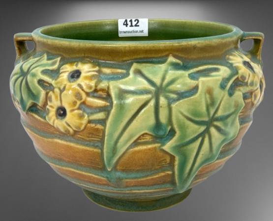 Roseville Luffa 631-4" Jardiniere, Green