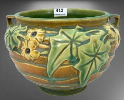 Roseville Luffa 631-4" Jardiniere, Green