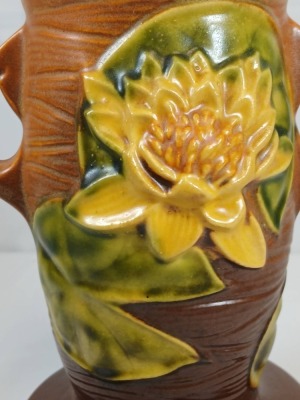 Roseville Water Lily 75-7" Vase, Brown - 6