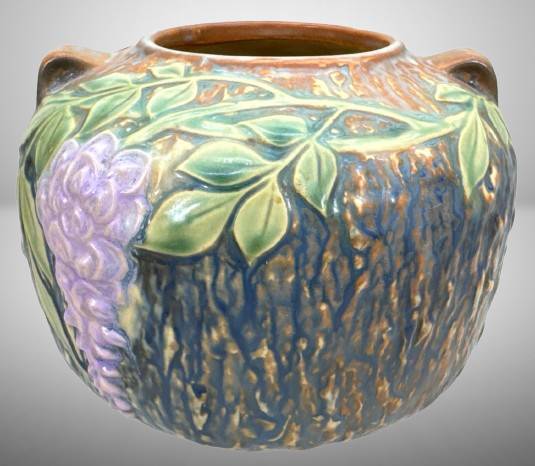 Roseville Wisteria 632-5" Vase, Blue