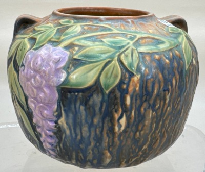 Roseville Wisteria 632-5" Vase, Blue - 4