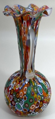 Murano Millefiori Vase with Handles, 7.5" Tall - 2