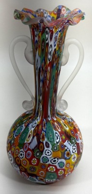 Murano Millefiori Vase with Handles, 7.5" Tall - 3