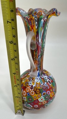 Murano Millefiori Vase with Handles, 7.5" Tall - 4