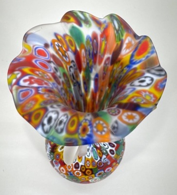 Murano Millefiori Vase with Handles, 7.5" Tall - 5