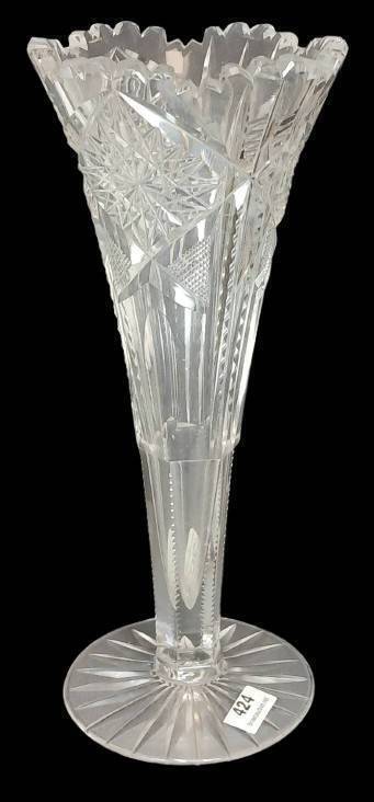 American Brilliant Cut Glass 10" trumpet-shaped Vase Vase