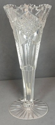 American Brilliant Cut Glass 10" trumpet-shaped Vase Vase - 4