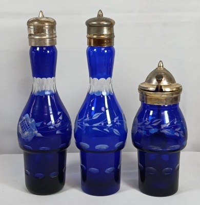 Silverplate Cruet Set with Cobalt Blue Glass - 7
