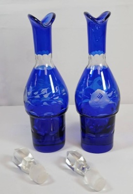 Silverplate Cruet Set with Cobalt Blue Glass - 15