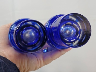 Silverplate Cruet Set with Cobalt Blue Glass - 16