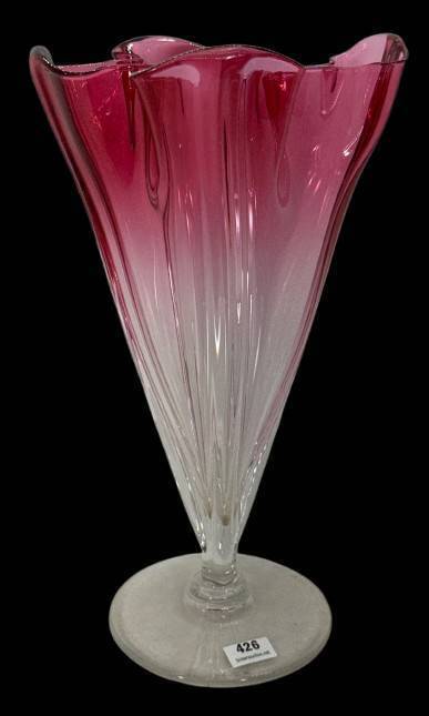 Mrkd. Steuben Pink Glass 11" Vase