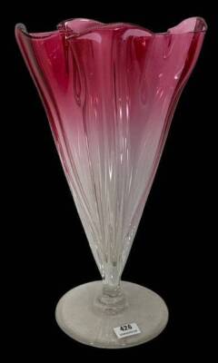 Mrkd. Steuben Pink Glass 11" Vase
