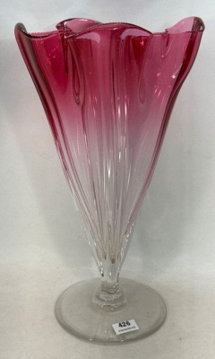 Mrkd. Steuben Pink Glass 11" Vase - 2