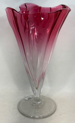 Mrkd. Steuben Pink Glass 11" Vase - 4