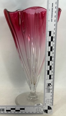 Mrkd. Steuben Pink Glass 11" Vase - 6