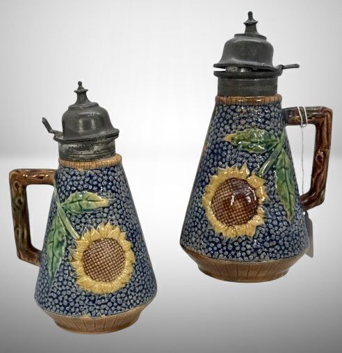 (2) Griffin, Smith and Hill Syrup Pitchers