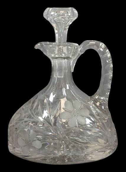 Cut Glass Decanter with Floral Pattern