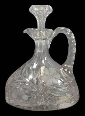 Cut Glass Decanter with Floral Pattern