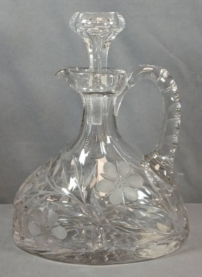 Cut Glass Decanter with Floral Pattern - 2