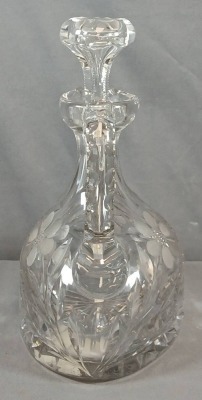 Cut Glass Decanter with Floral Pattern - 3