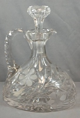 Cut Glass Decanter with Floral Pattern - 4